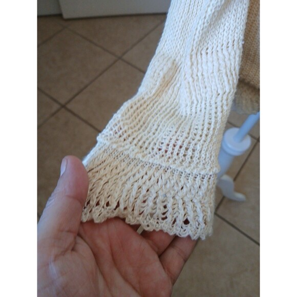 RALPH LAUREN Womens Cardigan Sweater L 100% Linen Creme Button Down  Bohemian - Picture 6 of 16